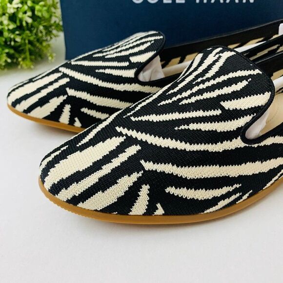 Cole Haan Modern Classics Slip on Flats Loafer Sz 5.5B in Zebra Print Knit - Picture 5 of 12